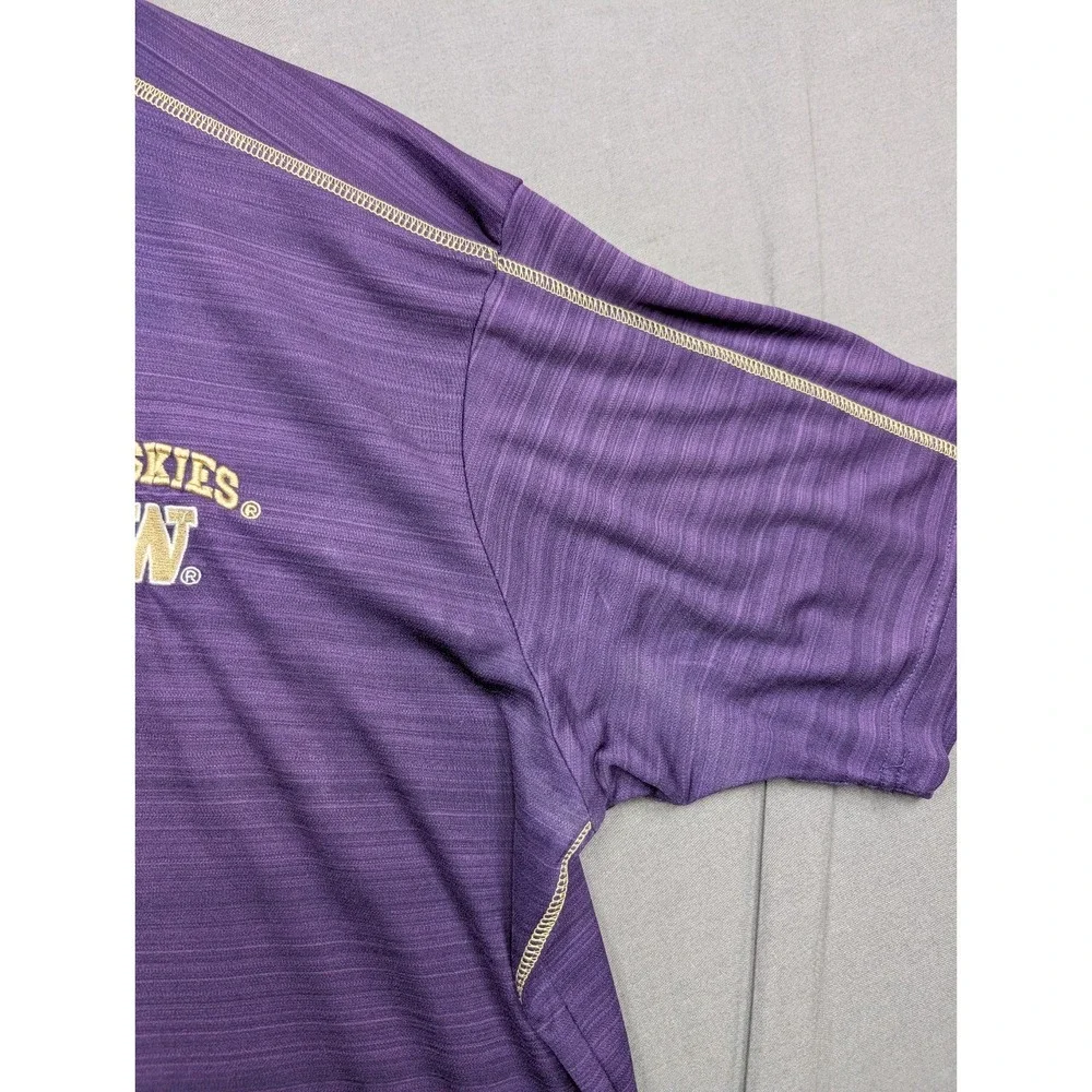 Mens‎ Champion Polo Shirt  Size XL Purple Gold Stripe Huskies